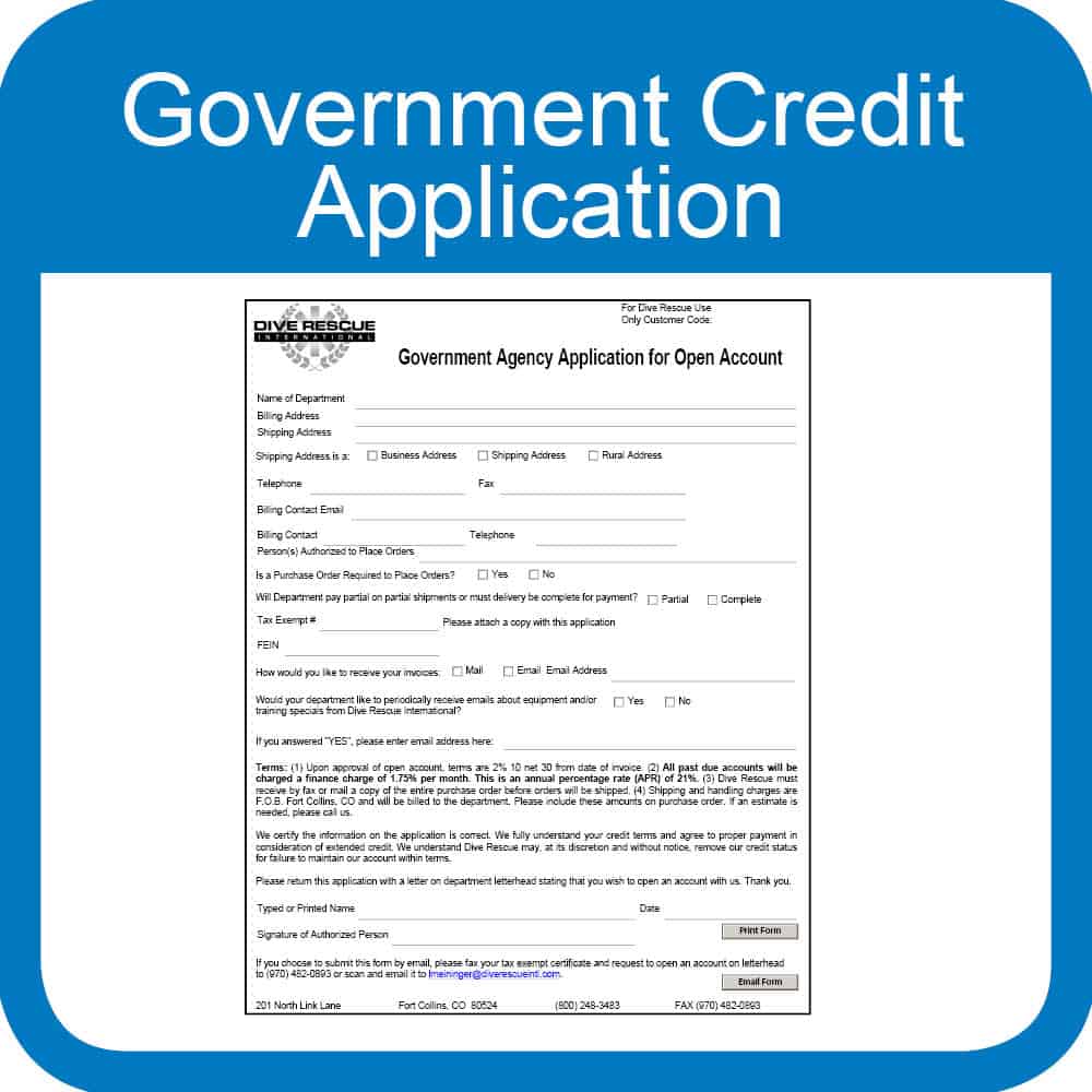 government credit applicaiton
